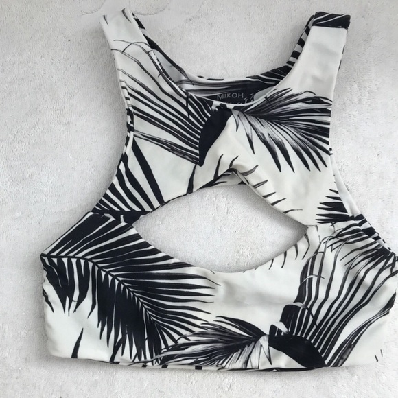Mikoh Black and White Palm Print Women's Top S - Picture 1 of 7
